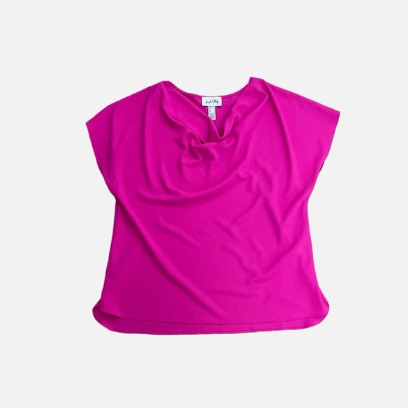 Joseph Ribkoff Casual Cowl Neck Pullover Blouse Top Short Sleeve Size 18 Pink - Picture 9 of 9